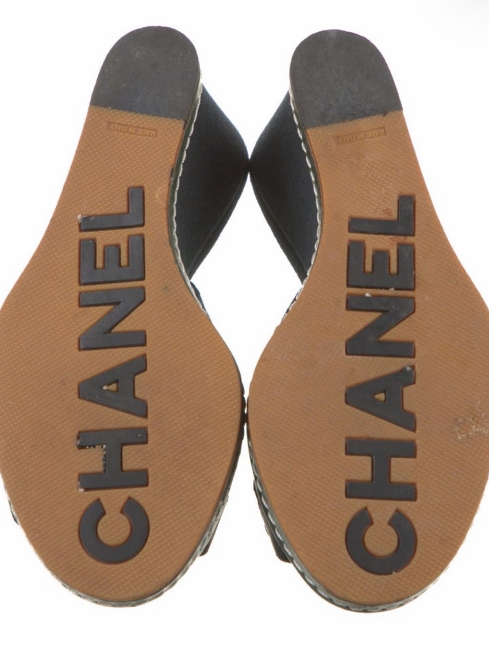 CHANEL Black Camellia Textile Wedge Slide - Picture 2 of 2